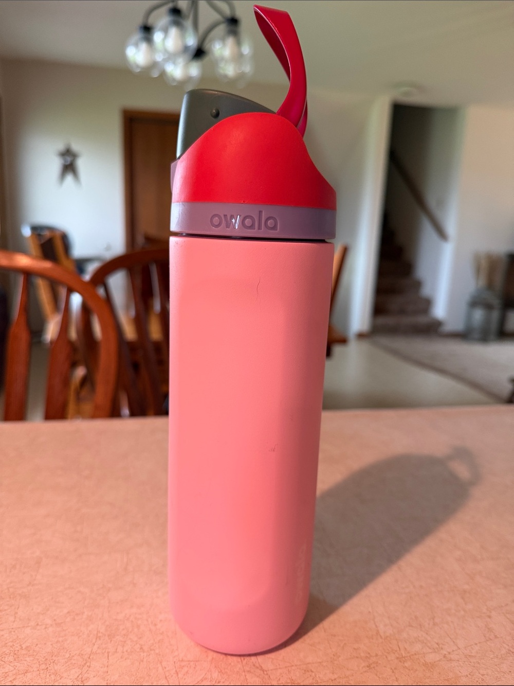 Owala Pink and Red Stainless Steel Kids Water Bottle